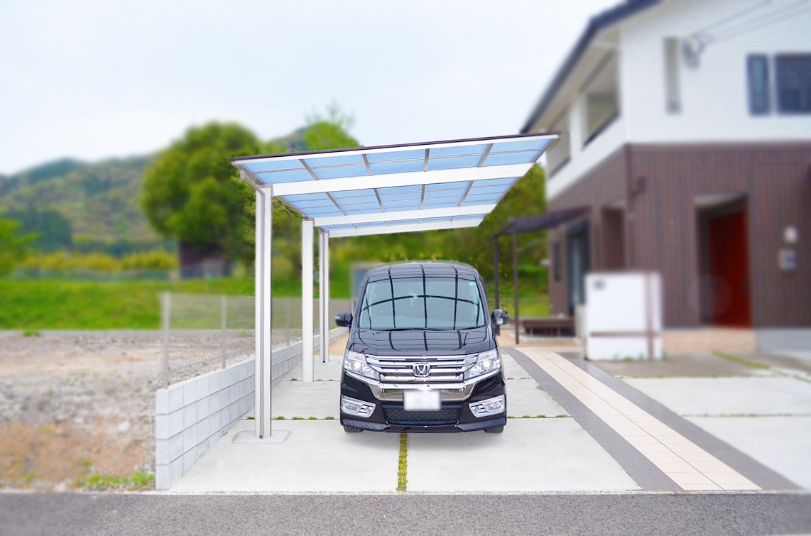 1台用(延長)カーポート(前からの写真 ・車有り)