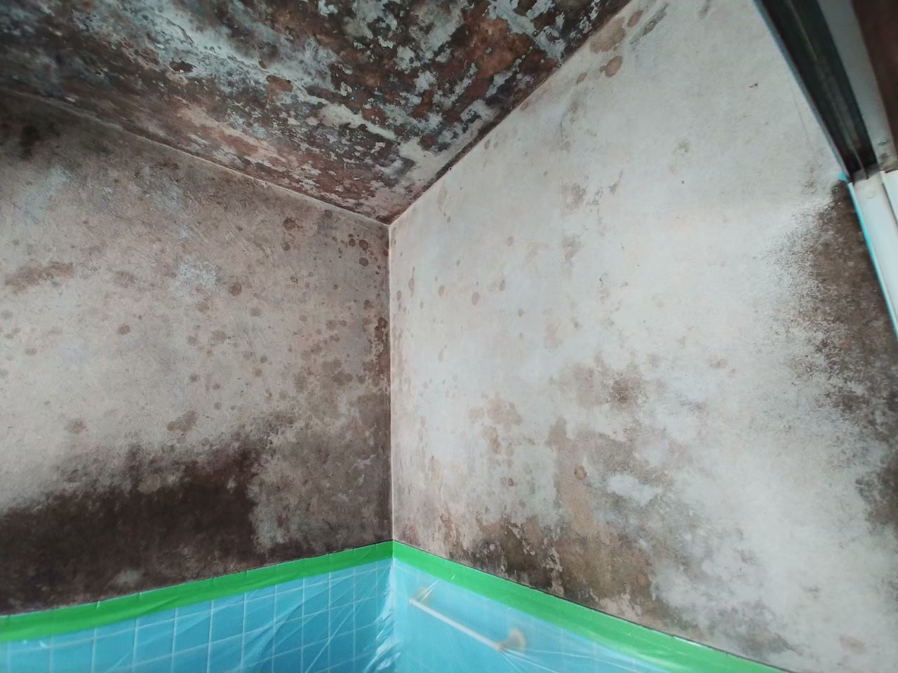 塗り替え工事前の浴室の壁